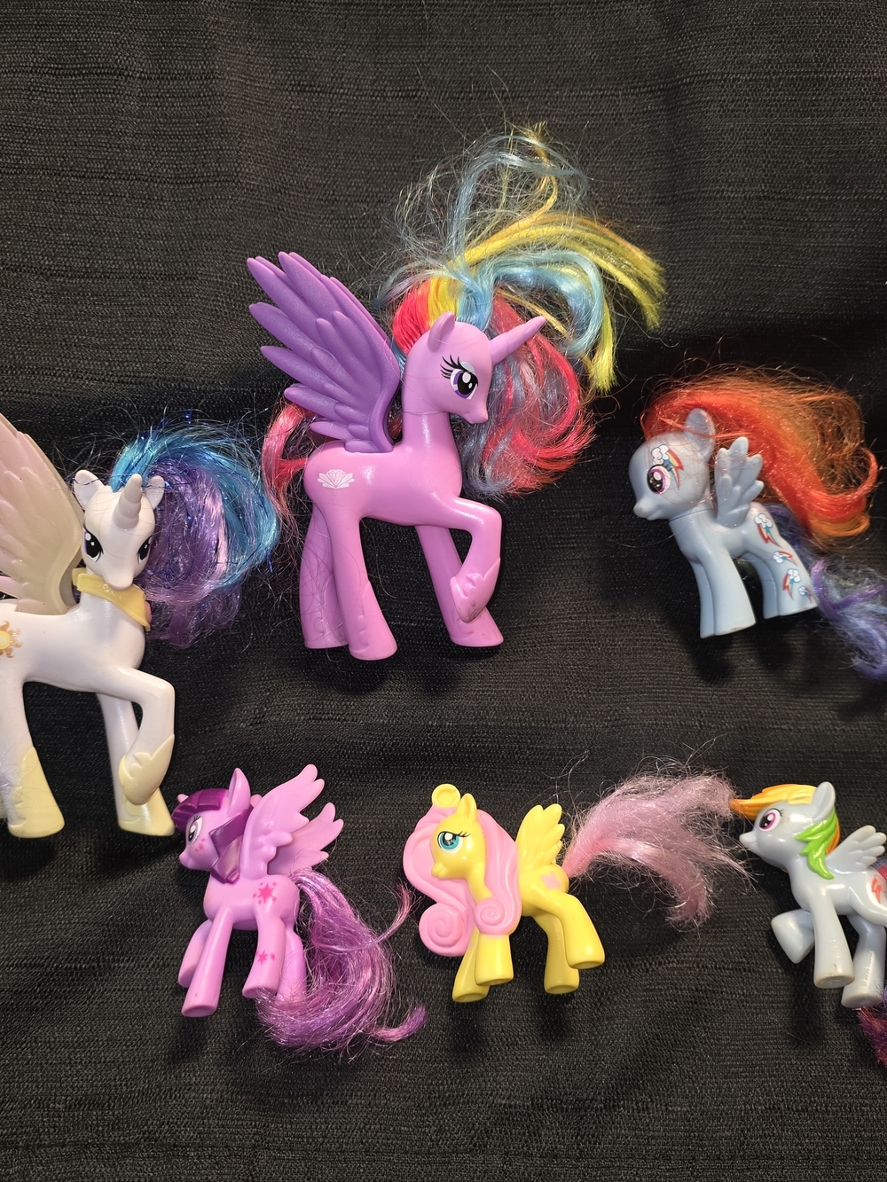 My Little Pony Figure Lot of 6 Hasbro Celestia Twilight Rainbow Dash Flutters
